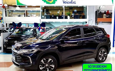 TRACKER 1.2 TURBO PREMIER TETO PANORÂMICO + COURO (TOP) Azul - 2021 Novíssimo!