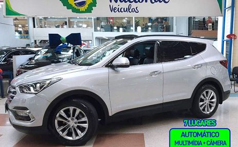 SANTA FÉ 7 LUGARES + TETO PANORÂMICO E COURO Prata - 2019 Impecável!