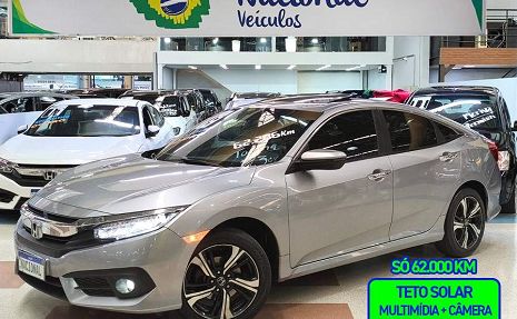 CIVIC 1.5 TURBO TOURING TETO + COURO Prata - 2019 Impecável!